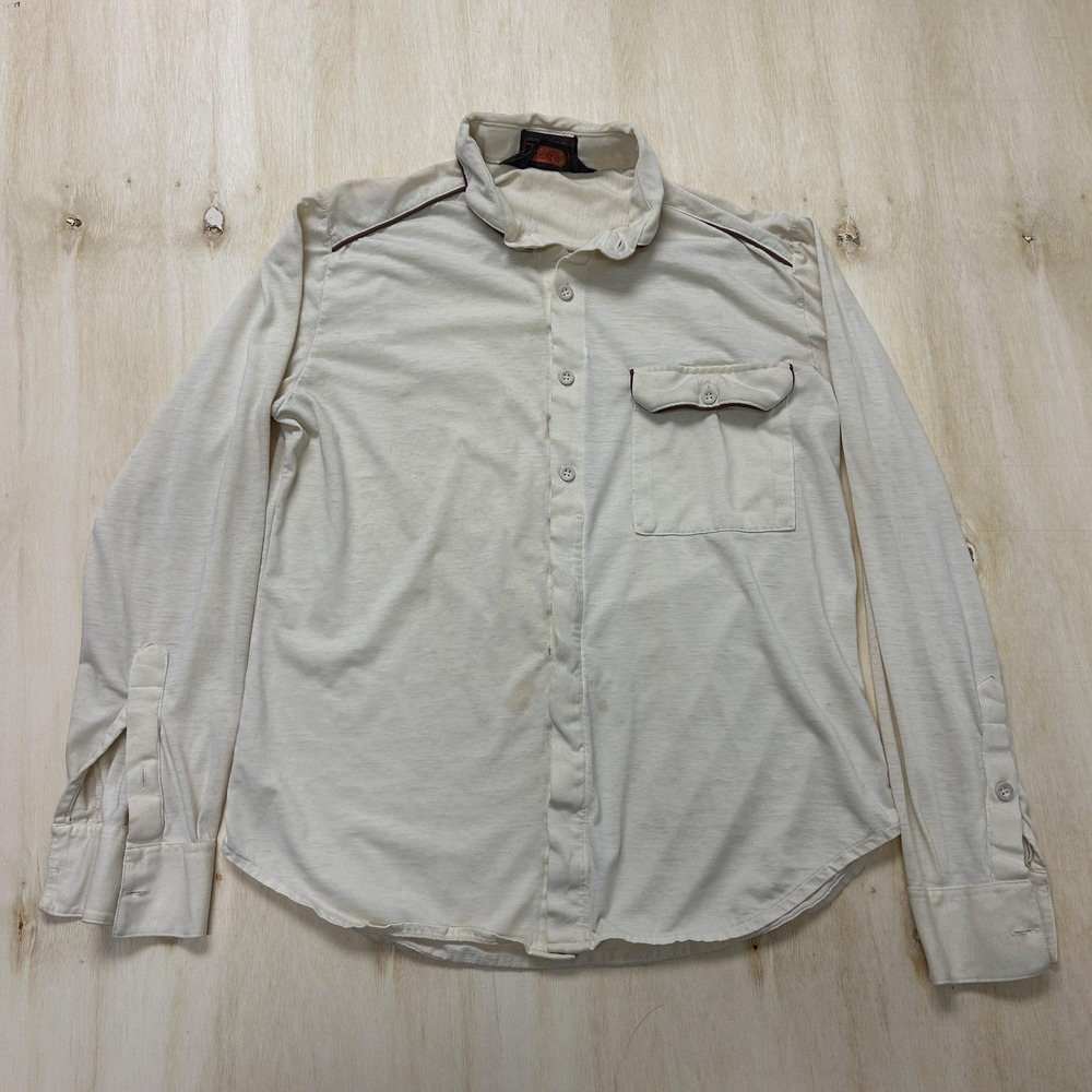 Vintage Hukapoo Mens Medium White Solid Long Sleeve Button Up Casual Shirt